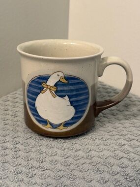 Otagiri Pottery Style Cottagecore Goose with yellow Bow Coffee Mug